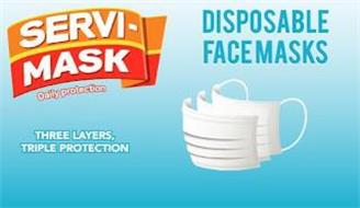 SERVI-MASK DAILY PROTECTION THREE LAYERS, TRIPLE PROTECTION DISPOSABLE FACEMASKS