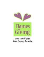 FLAMES OF GIVING ONE SMALL GIFT. TWO HAPPY HEARTS.