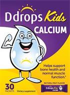 DDROPS KIDS CALCIUM HELPS SUPPORT BONE HEALTH AND NORMAL MUSCLE FUNCTION.* NATURAL FRUIT FLAVOR DDROPS KIDS CALCIUM 30 PACKETS DIETARY SUPPLEMENT