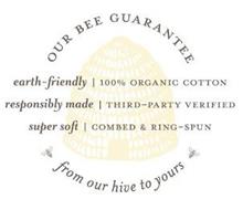 OUR BEE GUARANTEE EARTH-FRIENDLY | 100% ORGANIC COTTON RESPONSIBLY MADE | THIRD-PARTY VERIFIED SUPER SOFT | COMBED & RING-SPUN FROM OUR HIVE TO YOURS
