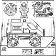 ASTRO VENTURE 3+ ASTRONAUT FITS INSIDE PRESS BUTTON TO OPEN COMPARTMENTS ROVER-1 PUSH BUMPER TO CLOSE COMPARTMENTS PLAY MIND SPACE ROVER