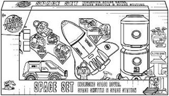 ASTRO VENTURE 3+ ASTRO VENTURE SPACE SET INCLUDING SPACE ROVER, SPACE SHUTTLE & SPACE STATION PRESS BUTTON TO OPEN COMPARTMENTS ASTRONAUT FITS INSIDE PUSH BUMPER TO CLOSE COMPARTMENTS FIGURE FITS INSIDE FUNCTIONAL MECHANICAL ARM PRESS BUTTON FOR LIGHTS & SOUND ROVER-1 SPACE SHUTTLE SPACE SHUTTLE S1 STATION ASTRONAUT ROTATES PLAYSET INSIDE! PRESS BUTTON FOR LIGHTS & SOUND PLAY MIND SPACE SET INCLUD