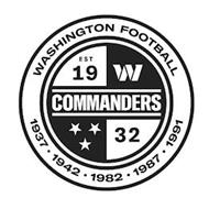 WASHINGTON FOOTBALL, COMMANDERS 1937, 1942, 1982, 1987, 1991, EST 1932, W