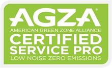 AGZA AMERICAN GREEN ZONE ALLIANCE CERTIFIED SERVICE PRO LOW NOISE ZERO EMISSIONS