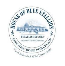 HOUSE OF BLUE STALLION FINE NEW BONE PORCELAIN · ESTABLISHED 2012 · MICROWAVE & DISHWASHER SAFE HAND ILLUSTRATED IN THE NETHERLANDS