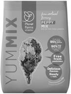 YUMMIX PLANET FARMS GO VERTICAL FROM VERTICAL FARMING PEPPY MIX MIX OF PAK CHOI LEAVES GROWN USING 95% LESS WATER AND 90% LESS SOIL THAN OPEN-FIELD FARMING. FREE FROM PESTICIDES. DELICIOUS FLAVOUR. READY TO EAT. TO FIND OUT MORE, TURN ME ROUND!