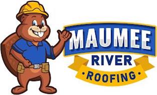 A STYLIZED IMAGE OF A BEAVER CHARACTER WITH HIS THUMB UP AND POINTING INWARD, WEARING A CONSTRUCTION HAT, POLO SHIRT AND TOOL BELT STANDING NEXT TO A BANNER WITH A BORDER FEATURING THE STYLIZED WORD 